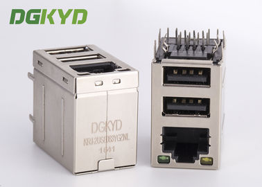 100Mb変圧器との二重デッキUSBのコネクター コンボrj45上の積み重ねられたRJ45ジャッキ