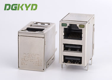 二重USB 2.0の港が付いているcat6 1000BASEの磁気学RJ45のコネクターの上の保護されたタブ