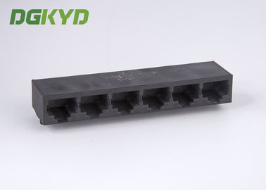 Factory price black plastic housing 6 port rj45 connector without transformer