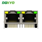 DGKYD561288AB1A3DY1027 90 Degree Side Plug 1x2 RJ45 Multiple Port Connectors With LED