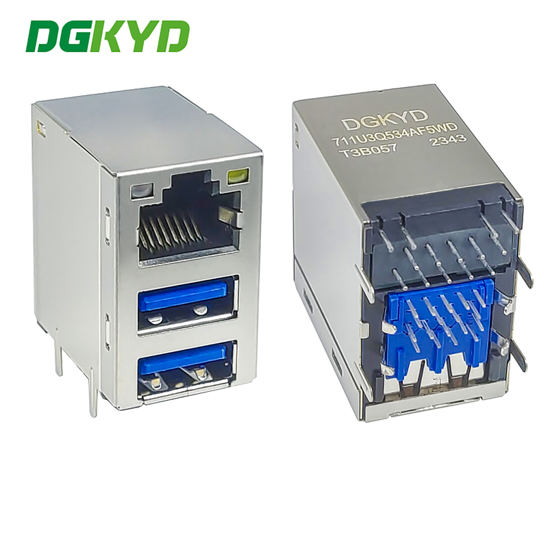 Rj45 Connector With Usb3.0 Socket Integrated Gigabit Network Interface Rj45+Dual Usb3.0 Dgkyd711u3q534af5wdt3b057