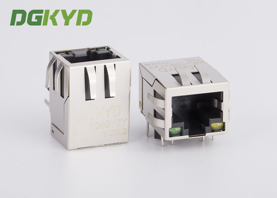 100M Tab Down Shield single port CAT5 RJ45 network JACK with filter, G/Y LEDS