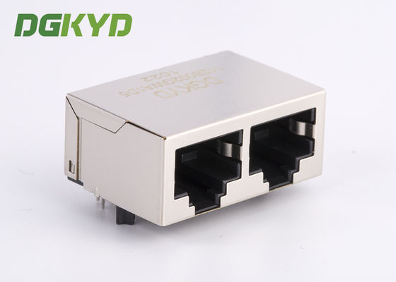1 X 2 Port Integrated Magnetic RJ45 Modular Jack 100BASE Without LEDS