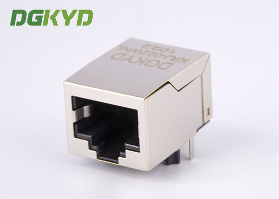 Front Pin Integrated Magnetics RJ45 Modular Jack With Copper Alloy Shell