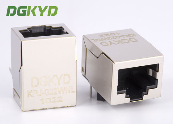 Front Pin Integrated Magnetics RJ45 Modular Jack With Copper Alloy Shell