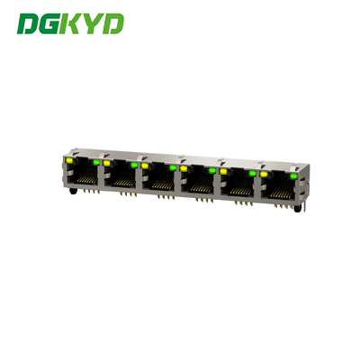 RJ45 Network Port Connector 56 With Light Six Port 8P8C RJ45 DGKYD561688DB1A1D9Y1022