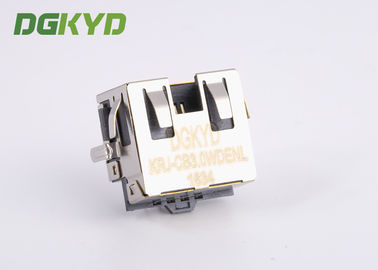SMT Sinking Board Shielded RJ45 Jack Single Port With EMI Fingers , Low Profile KRJ-CB3.0WDENL
