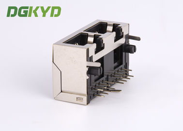 1x2 Ganged Tow Port Shielded Rj45 Modular Jack Without Internal Filter , 10p8c