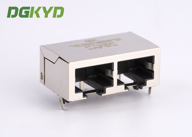 1x2 Ganged Tow Port Shielded Rj45 Modular Jack Without Internal Filter , 10p8c