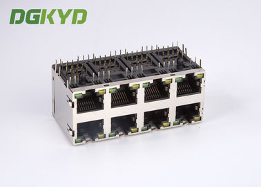 Stack RJ45 Connector Dual Deck 2X4 Y/G RoHS 0879-2D4R-56 Plug Modular jack Rj45