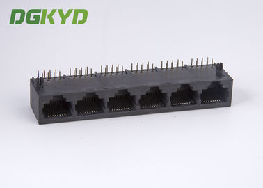 Factory price black plastic housing 6 port rj45 connector without transformer