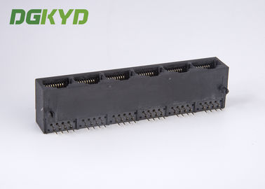 Factory price black plastic housing 6 port rj45 connector without transformer