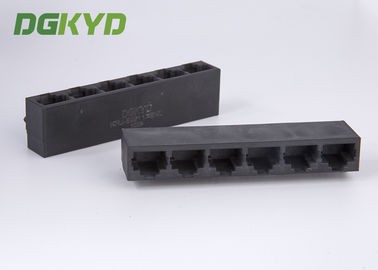 Factory price black plastic housing 6 port rj45 connector without transformer
