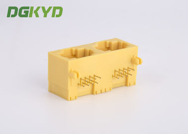 KRJ-56S1X2WDWKNL Side Entry Yellow Plastic Housing 2 Port RJ45 Network Jack