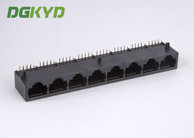 PBT Black Unshielded 8 Port Ganged Rj45 Connector Scoket For Ethernet Switch