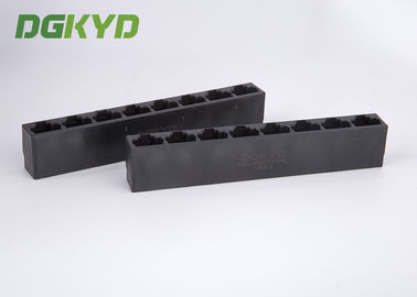 PBT Black Unshielded 8 Port Ganged Rj45 Connector Scoket For Ethernet Switch
