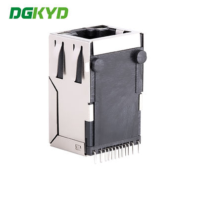 Metal Shielded RJ45 PCB Connector SMT CAT5 Rj45 Magnetic Jack , G/Y LED RJ45 Ethernet port 100Mbps network transformer KRJ-SM002NL