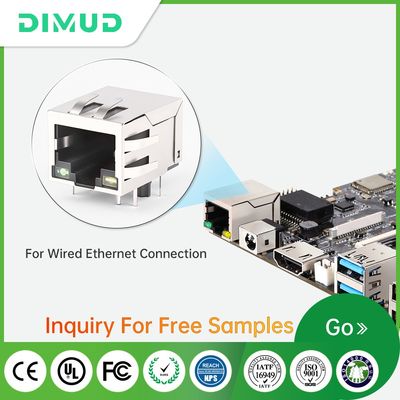 RJ45 Female Connector 180-Degree Vertical with 100Mbps Filter