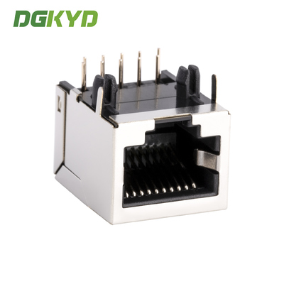 Single port RJ45 female socket interface without light strip shielding and transformer shield 10 pins 10 contacts rj 45 LAN jack connector  DGKYD56211111GWA3DY1027