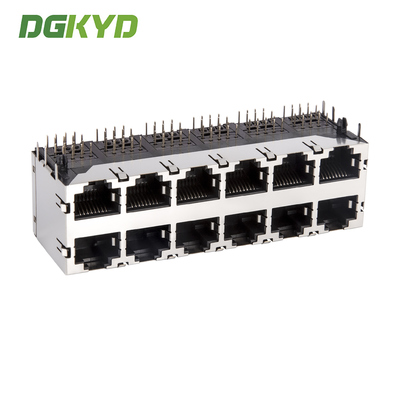 KRJ-5921S2X6WDENL 2X6 RJ45 connector 8P8C no light strip shielded network port socket