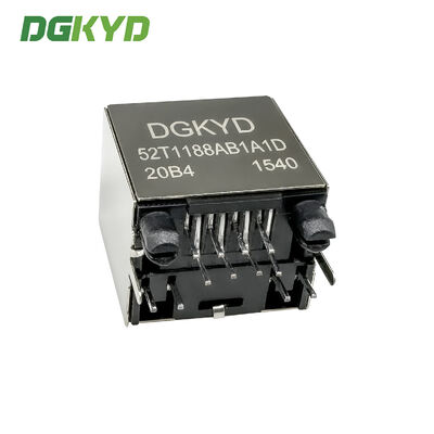 RJ45 vertical network socket 8P8C with light strip shielding gold plating 6U DGKYD52T1188AB1A1D20B4