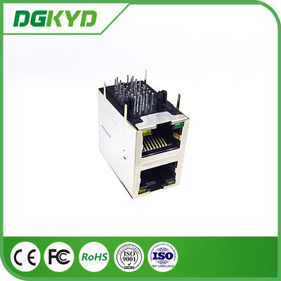 100 Base - T Stacked 2 Port Rj45 Jack Module With Magnetic Right Angle Ethernet Filter Installed