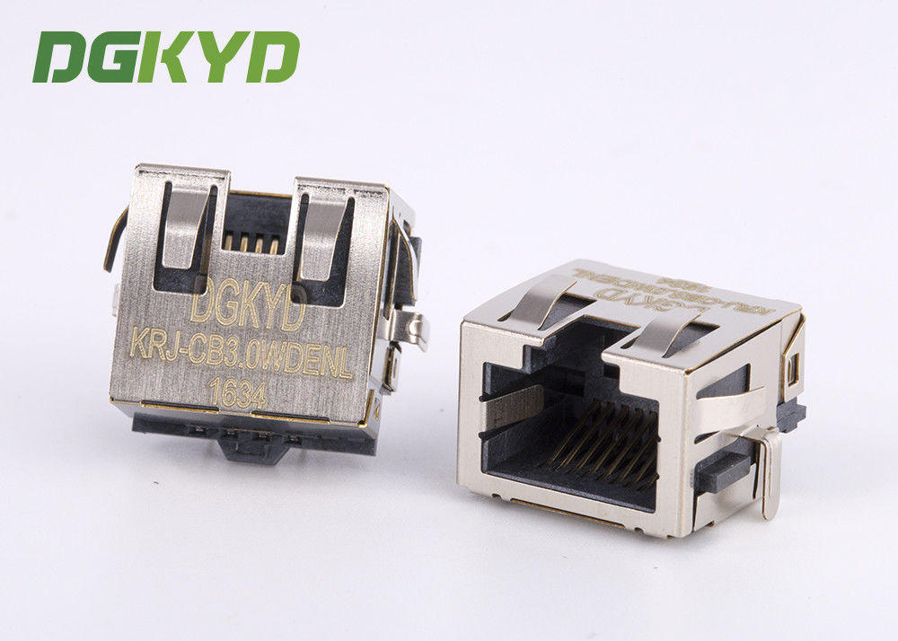 SMT Sinking Board Shielded RJ45 Jack Single Port With EMI Fingers , Low Profile KRJ-CB3.0WDENL