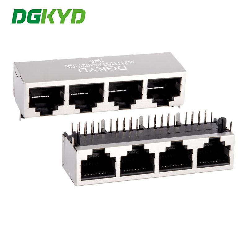 1X4 Ethernet shielded connector RJ45 female socket horizontal interface DGKYD56211418GWA1D2Y1006