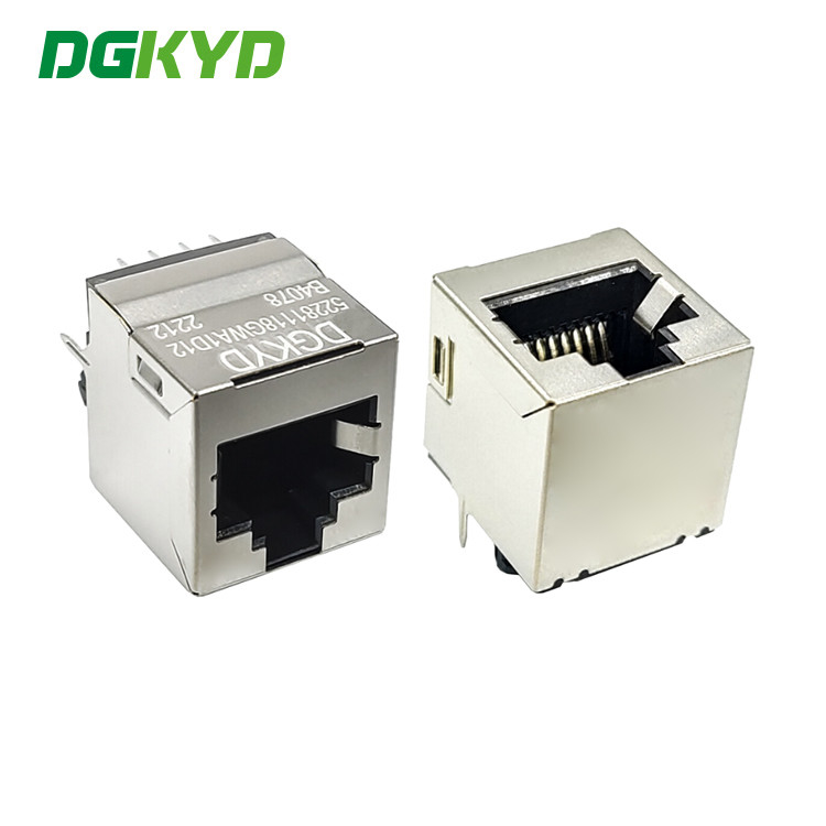RJ45 Network Port Socket 180 Degree In-Line Interface 10P8C Connector Without Light With Shield Without Filter
