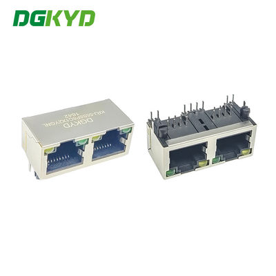 KRJ-56S8P8C1X2YGNLの連動の2左舷RJ45イーサネット ジャック コンボ100base Tx Rj 45 1 x 2