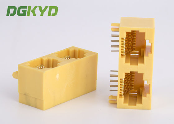 2左舷RJ45ネットワーク ジャックを収容するKRJ-56S1X2WDWKNLの側面の記入項目の黄色いプラスチック