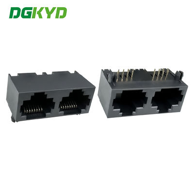 ネットワークRJ45 女性ソケット フルプラスチックネットワークポートコネクタ 8P8C デュアルポート DGKYD561288IWA1DY1