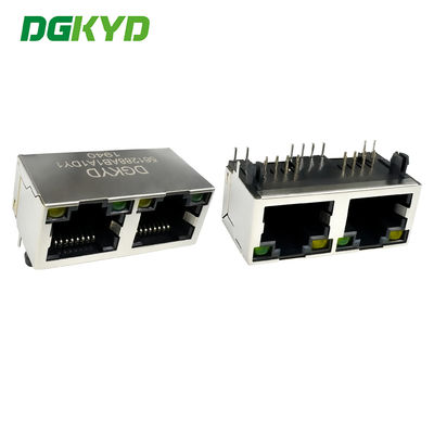 RJ45水平インターフェース 丸ピン 1X2ネットワークポート 8P8C ライトとシールド DGKYD561288AB1A1DY1