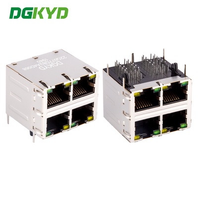 シールド 2X2 ダブルデック 4ポート 1000M Cat6 RJ45 モジュラージャック イーサネットフィルター DGKYD22Q077DB2A4D068