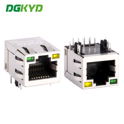 LED付きシールド内蔵100Mbps一体型トランス付きRJ45ネットワークポートソケット KRJ-SH105GYENL