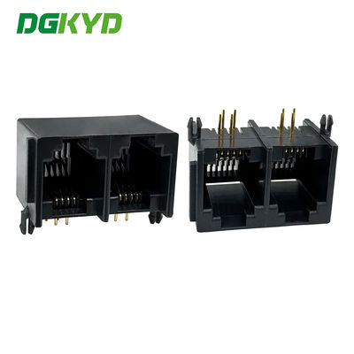 RJ11 イーサネットポートコネクタ 1X2 耳付きインターフェース 6P6C DGKYD5523E1266IWA1DY4