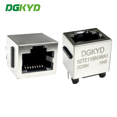 RJ45 垂直型 耳の網口 ライトなし 脚は遮蔽 4.24mm DGKYD52TE1188GWA1D20B4