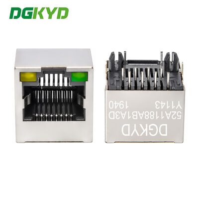 RJ45 8P8C シールドストリップライトコネクタ 垂直メッシュソケットシングルポートコネクタ DGKYD52A1188AB1A3DY1143