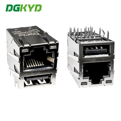 RJ45+USB2.0ネットワークコネクタとライトとシールドインターフェースソケット DGKYD611U2Q008DF5WD