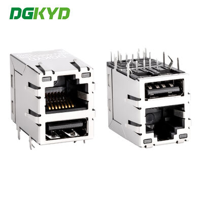 RJ45 USB2.0ソケット付き ギガビット統合フィルターネットワークポートコネクタ KRJ-008QUSBNL
