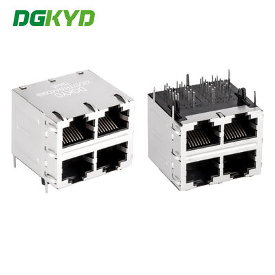 RJ45コネクタ モジュラルのジャック 内部磁性 2X2ポート配置 CAT6対応