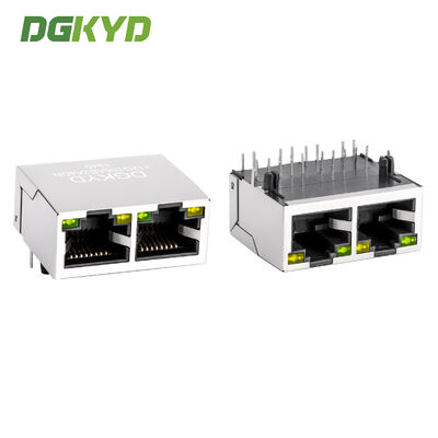 マルチポート 1X2 RJ45 接続器 ギガビット統合フィルターと10ピンのゴールドプレートコンタクトピン