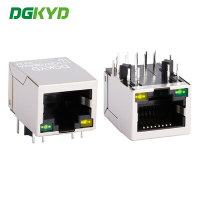 10PIN RJ45 トランスフォーマー ライトとシールド ギガビット イーサネット RJ45 シールドコネクタ DIPマウント
