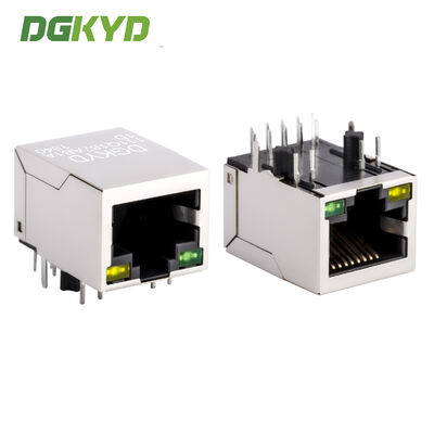 ギガビット統合トランスフォーマーRJ45ジャック付き産業用シングルポートRJ45シールドコネクタ
