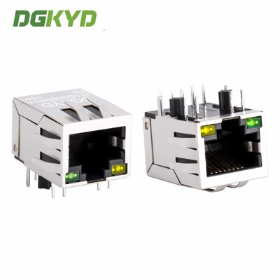 シングルポートギガビットフィルターシールドRJ45コネクタ、一体型マグネティクス付き、PCB取り付け用RJ45ジャック
