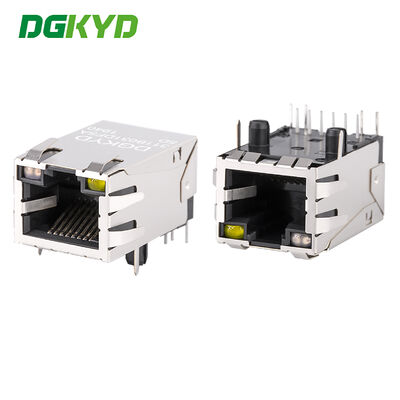 PA66 RJ45 コネクタ 25.8mm RJ45 ジャック 6U ゴールドプレート シールド PCB イーサネット コネクタ