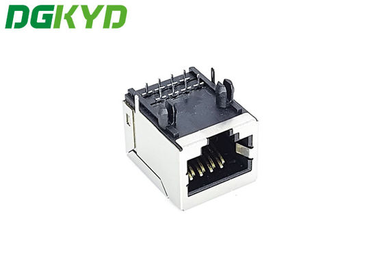 ランプ平らな8PINのないPA66黒のイーサネットRj45コネクターのすくいPCBの台紙
